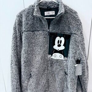 Disney Mickey Zip-Up Fuzzy Fleece Winter Jacket